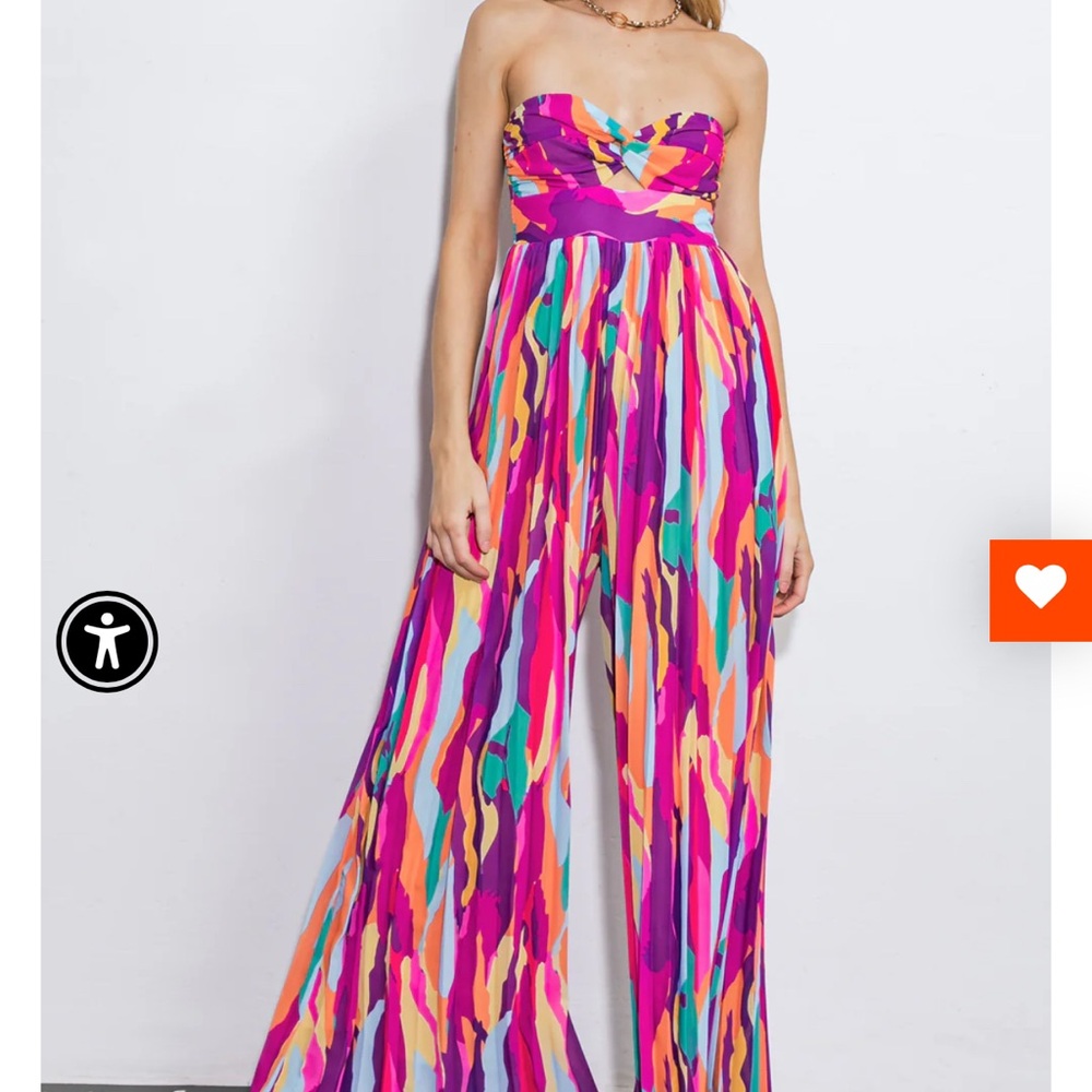 Flying Tomato Pink and Purple Strapless Jumpsuit